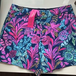 Lilly Pulitzer Gretchen High Rise Short in Aegean Navy Calypso Coast NWT